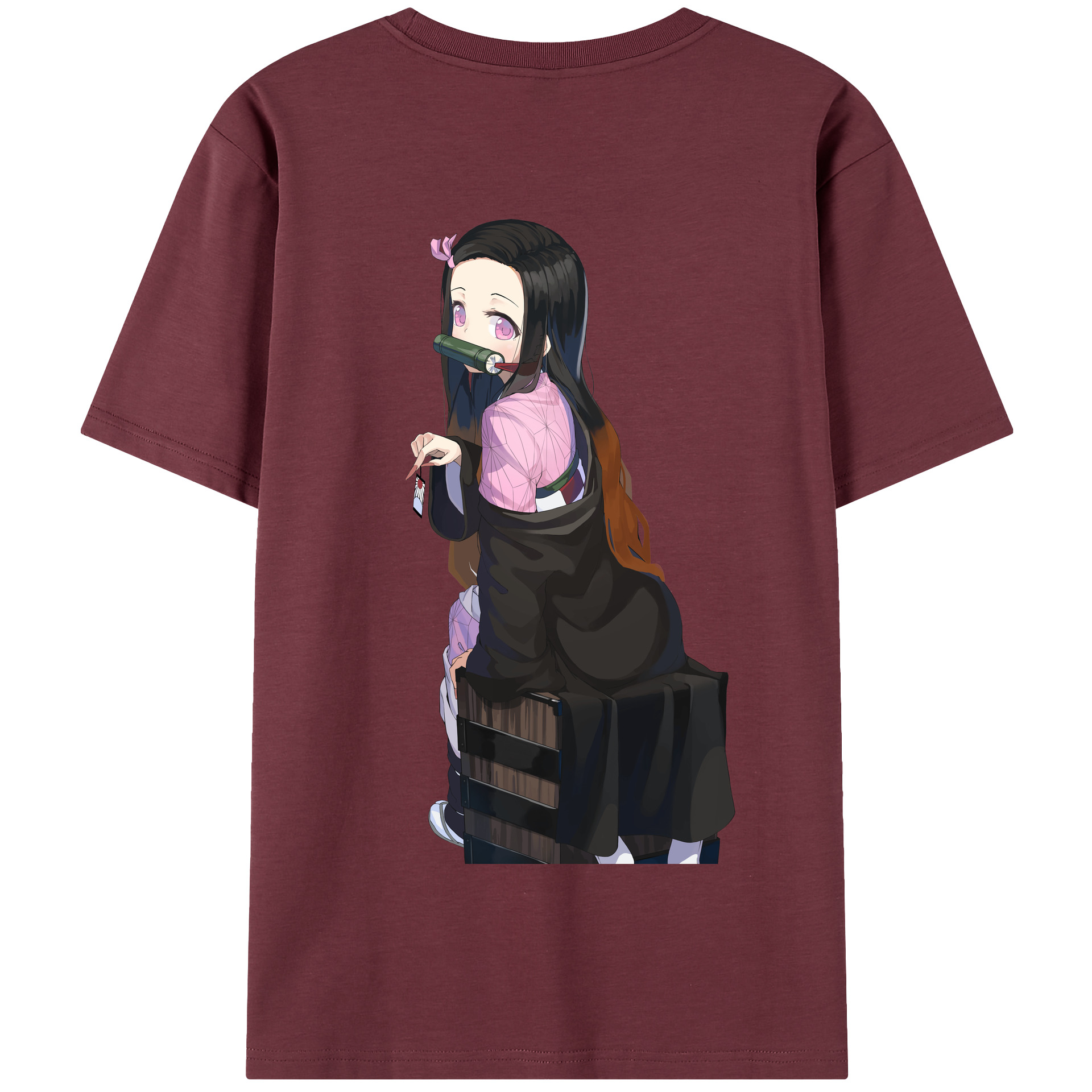 （画像用） 鬼滅の刃（きめつのやいば）竈門 禰󠄀豆子／かまど ねずこ Kamado Nezuko 綿100％半袖Tシャツ（背面プリント）